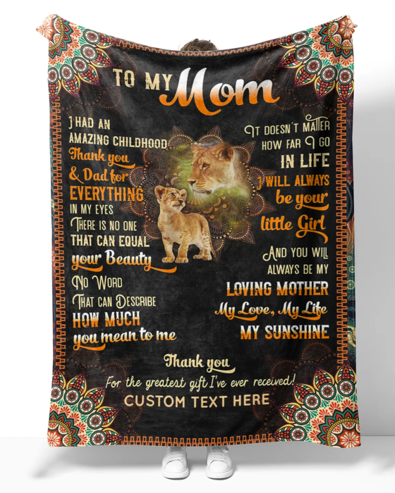 Personalized Mandala Blanket To My Mom On Mothers Day Funny Lion Family Fleece Blanket Custom Name