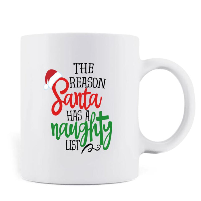 Personalized Coffee Mug Gifts For Dog Lovers The Reason Santa Has A Naughty List Custom Name White Cup For Christmas
