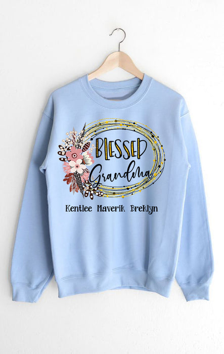 Personalized Tee Shirt For Mimi Blessed Grnadma Custom Grandkid Name Classic Floral Shirts