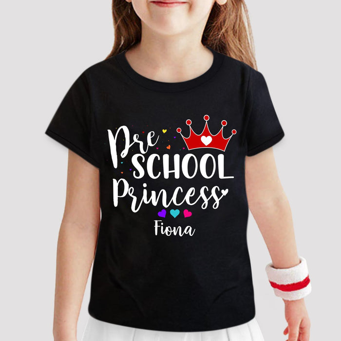 Personalized T-Shirt For Kids Preschool Princess Red Crown Custom Name Back To School Outfit Little Princess Shirt