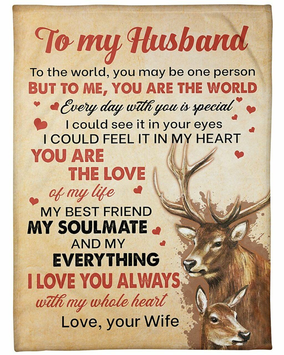Personalized Blanket To My Husband You Are The Love Of My Life Print Deer Couple Art Custom Name Blanket For Valentines