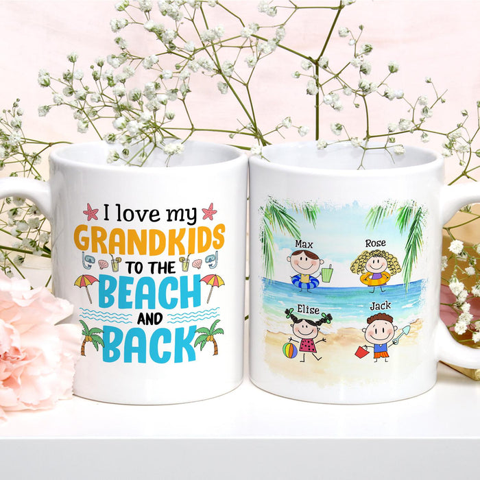 Personalized White Ceramic Coffee Mug For Grandma Grandpa Love My Grandkids To The Beach Custom Name 11 15oz Cup