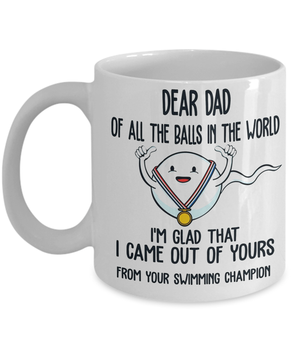 Personalized Ceramic Coffee Mug For Dad From Your Swimming Champ Naughty Sperm Print Custom Kids Name 11 15oz Cup