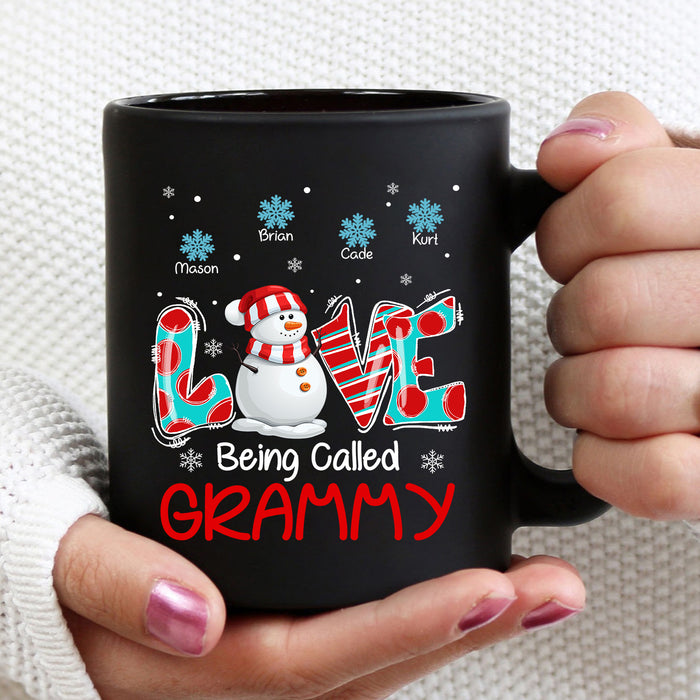 Personalized Coffee Mug Gifts For Grammy Love Called Nana Snowman Snowflakes Custom Grandkids Name Christmas Black Cup