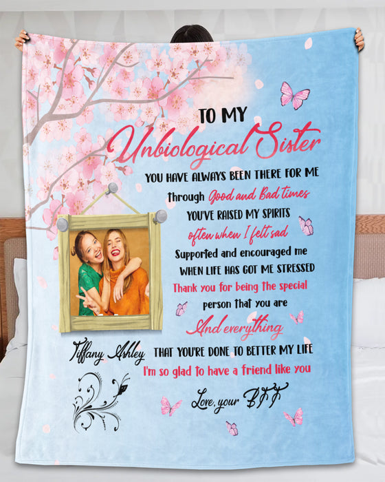 Personalized To My Bestie Sister Blanket Through Good And Bad Time Flower Custom Name & Photo Gifts For Friendship Day