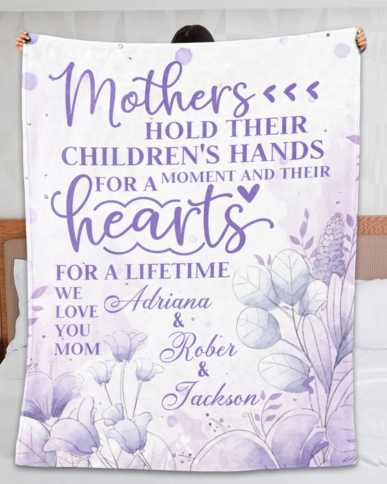 Personalized Blanket To My Mom From Children Flower Design We Love You Mom Custom Kids Name Premium Blanket