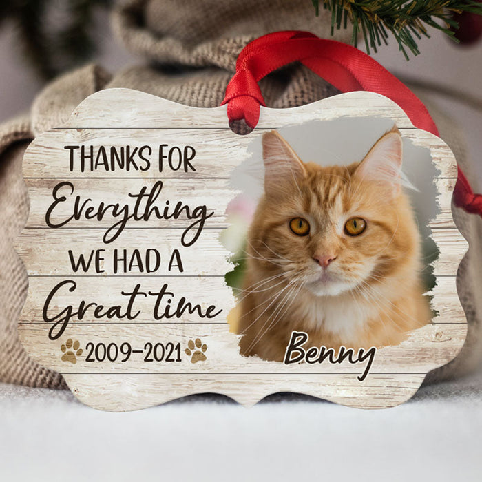 Personalized Memorial Ornament For Pet Loss Thanks For Everything Pawprint Custom Name Photo Tree Hanging Keepsake Gifts