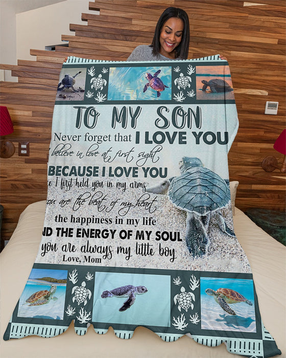 Personalized To My Son Blanket From Father Mother Custom Name The Happiness In Life Sea Turtle Gifts For Christmas