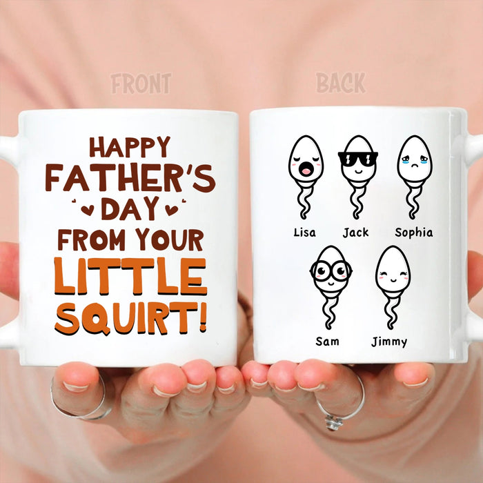 Personalized Ceramic Coffee Mug For Dad From Your Little Squirt Funny Naughty Sperm Custom Kids Name 11 15oz Cup