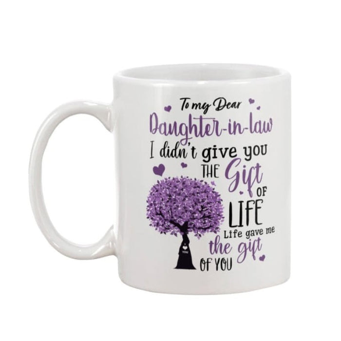 Personalized Coffee Mug Gifts For Daughter In Law Purple Tree Meaningful Sayings Custom Name White Cup For Christmas