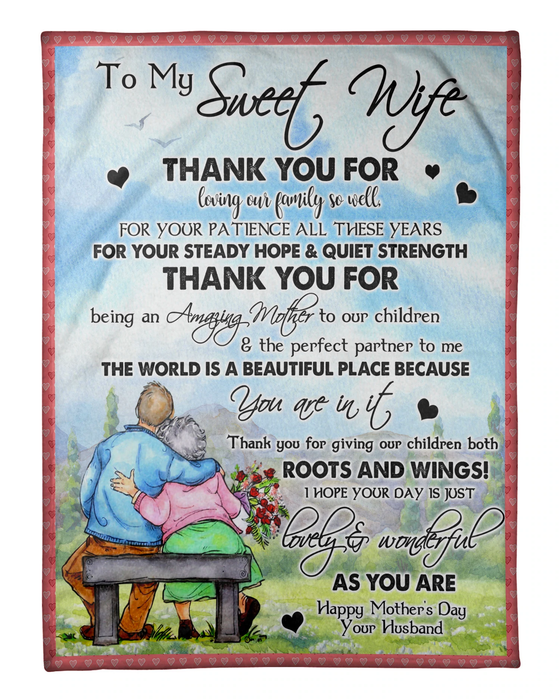 Perspnalized Growing Old Together Blanket To My Wife For Mother'S Day Old Couple Printed Blankets Custom Name
