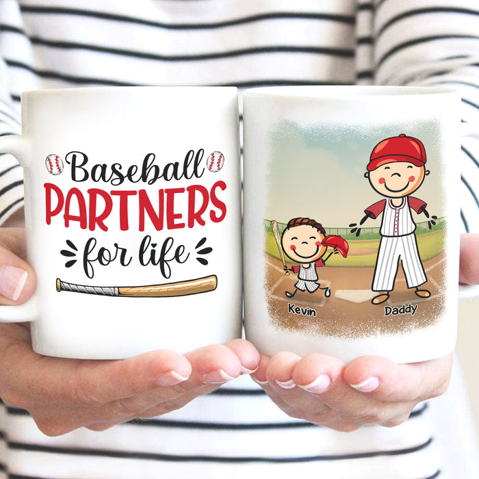 Personalized Ceramic Coffee Mug Baseball Partners For Life To Dad Funny Cute Kids Print Custom Name 11 15oz Cup