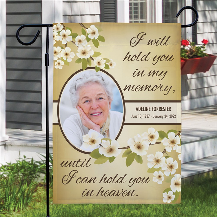 Personalized Memorial Gifts Flag For Family In Heaven Floral I Can Hold You Custom Name Photo Cemetery Decoration