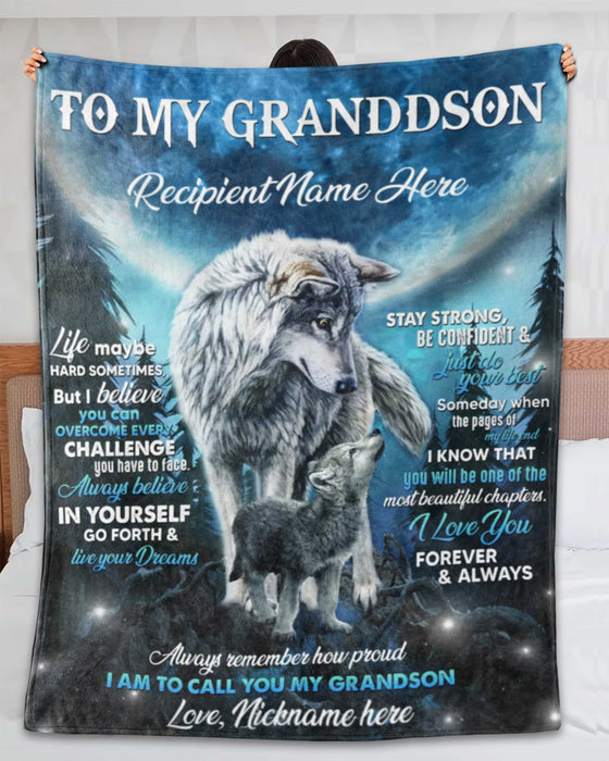 Personalized To My Grandson Blanket From Grandparents I Believe You Overcome Challenge Custom Name Gifts For Christmas