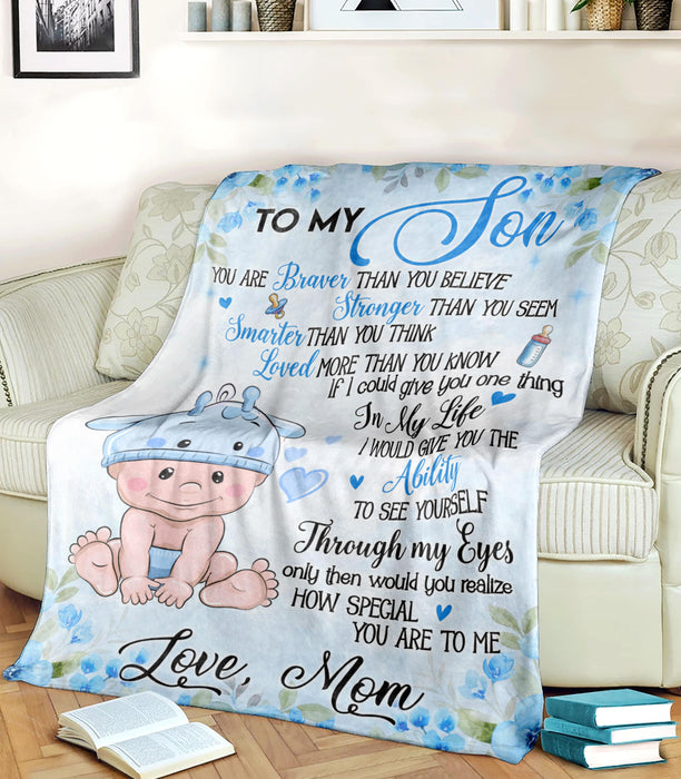 Personalized To My Son Blanket From Mom You Are Loved More Than You Know Lovely Baby Printed Custom Name