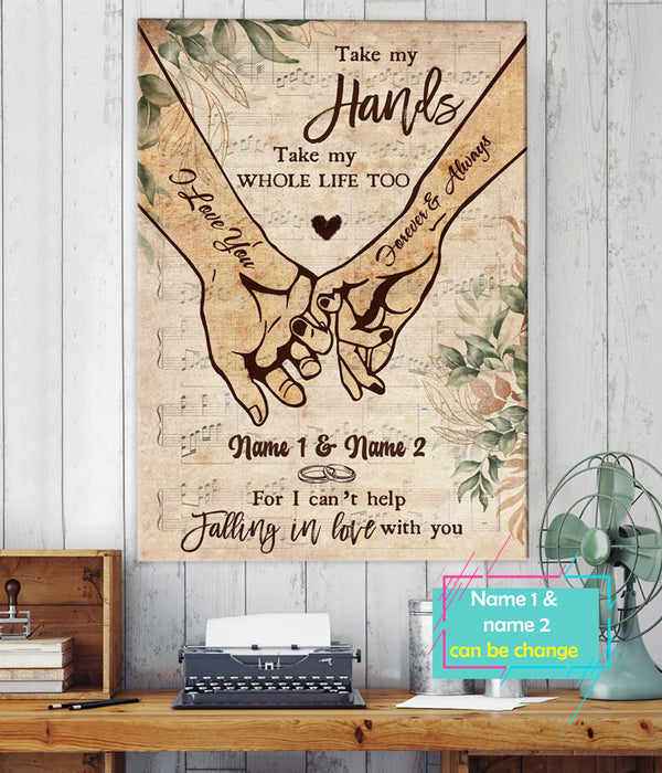 Personalized Anniversary Gift For Wife Take My Hands Gift For Husband Canvas