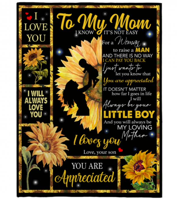Personalized Fleece Blanket To My Mom Print Sunflower Customized Blanket Gifts Birthday Thanksgiving Mothers Day Gifts Ideas For Mom