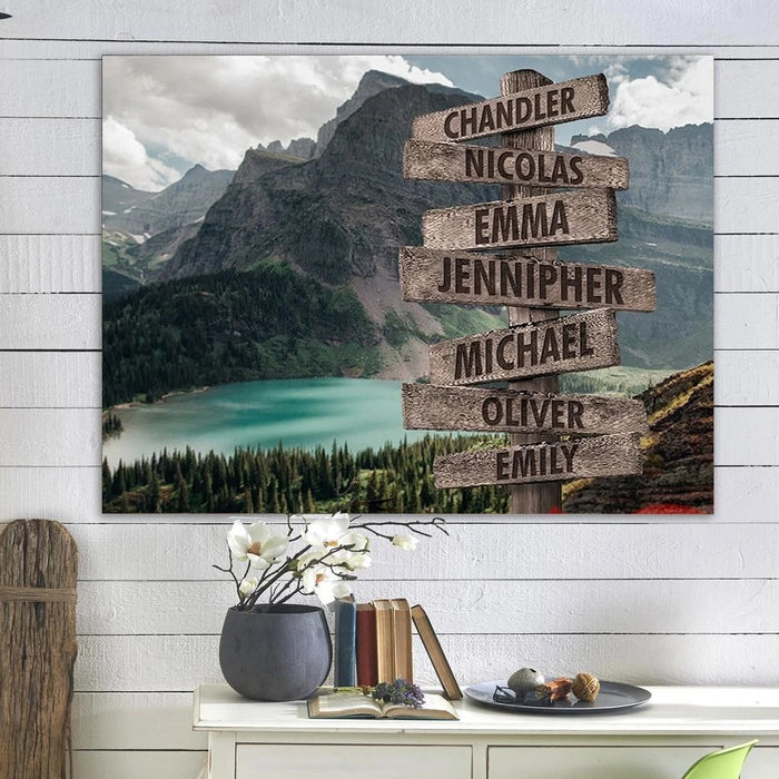 Personalized Sign Street Multi Family Names Poster Canvas Landscape Horizontal Poster No Frame