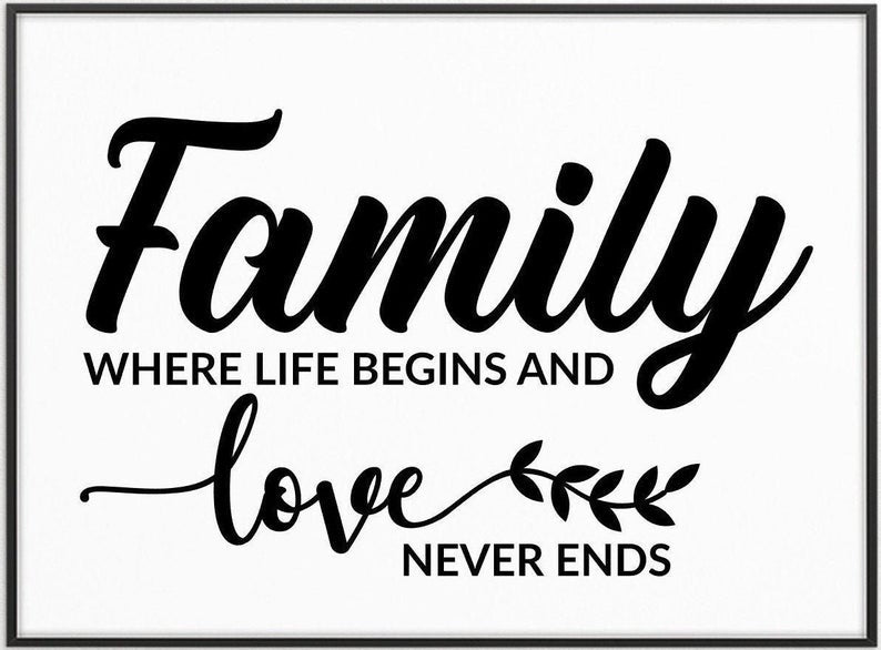 Quote Print, Family Print, Family Sign, Family Wall Art Poster Canvas Horizontal Poster No Frame Full Size
