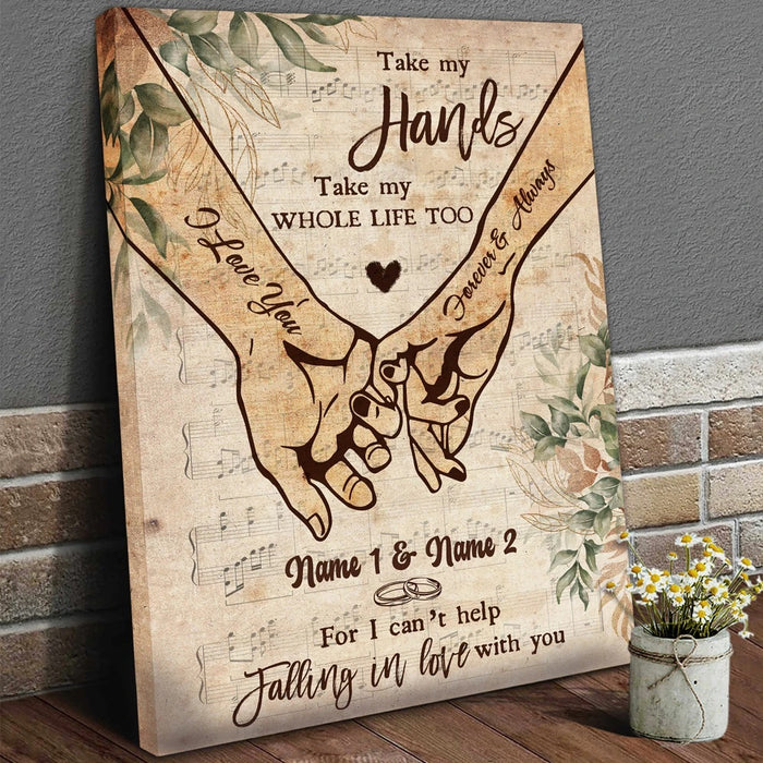 Personalized Anniversary Gift For Wife Take My Hands Gift For Husband Canvas