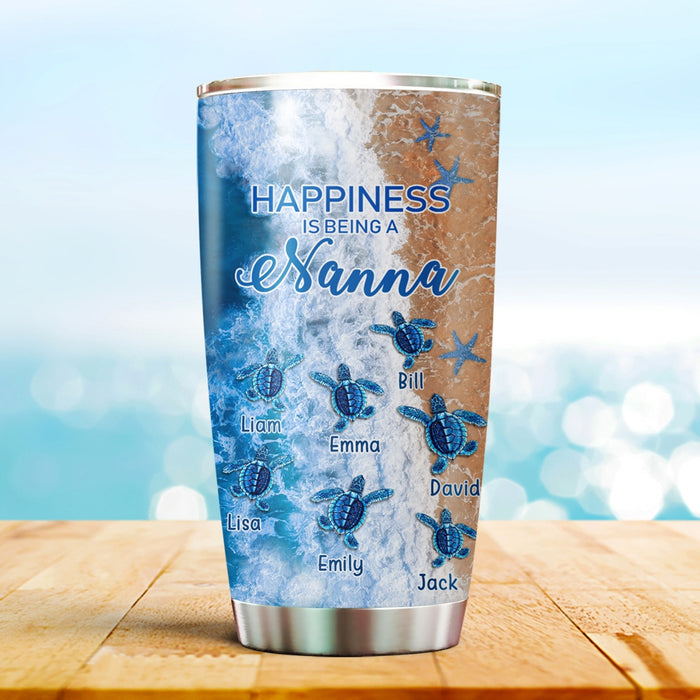 Personalized Tumbler Gifts For Grandma Happiness Is Being Nana Sea Turtles Custom Grandkids Name Travel Cup For Birthday
