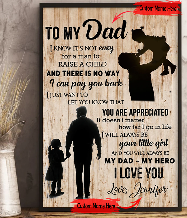 Personalized Vertical Poster Gift For Dad It's Not Easy Daughter