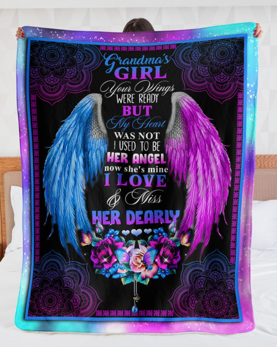 Personalized Memorial Blanket For Loss Of Grandma I Used To Be Her Angle Wings Custom Name Remembrance Gifts