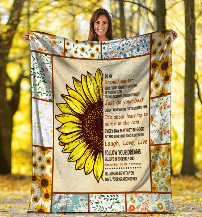 Personalized To My Granddaughter Blanket From Grandmother Never Forget How Much I Love You Sunflower Printed