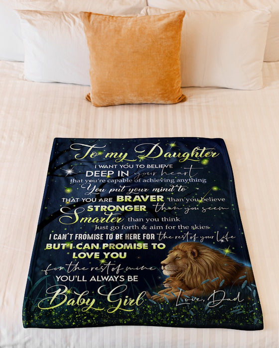 Personalized Blanket To My Daughter From Dad Whose Daughter You Are Lion Printed Galaxy Background Custom Name