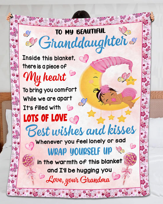 Personalized To My Beautiful Granddaughter Blanket From Grandma Inside This Blanket Sleeping Baby With Butterfly Printed