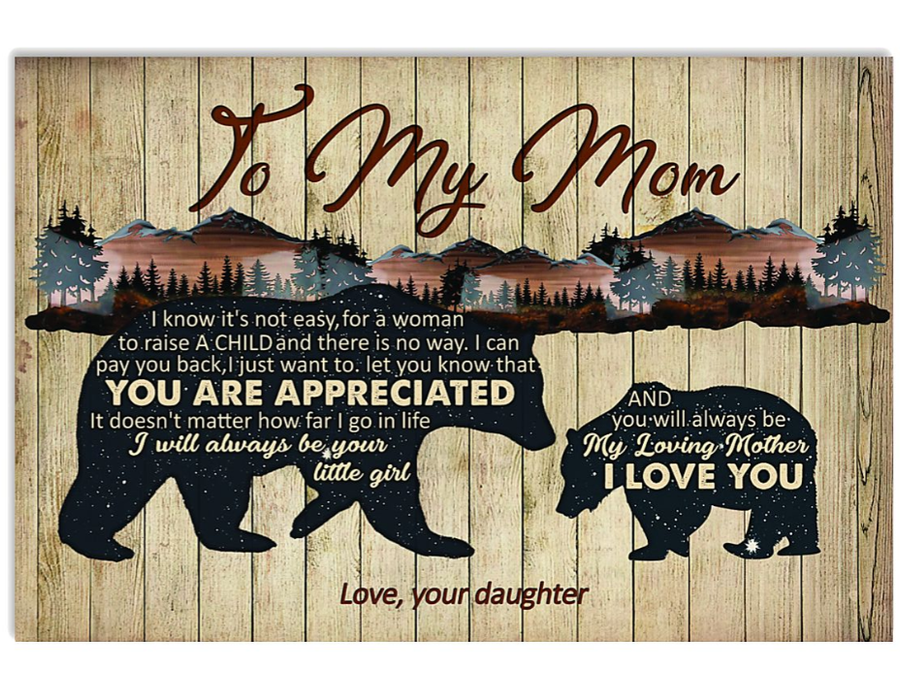 Personalized Canvas Wall Art For Mom From Kids Bear I Will Always Your Little Girl Custom Name Poster Prints Home Decor