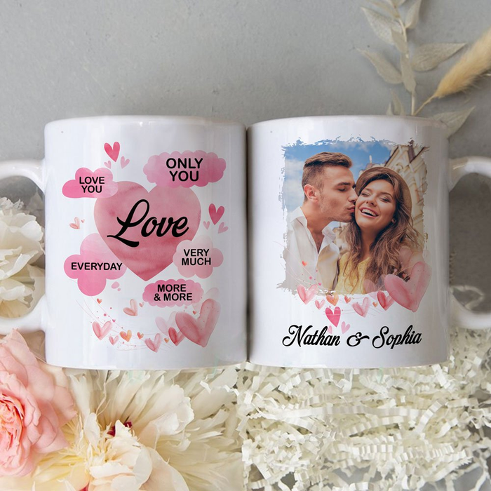 Personalized Coffee Mug Gifts For Couple Love Only You Everyday Very Much Custom Name Photo White Cup For Anniversary