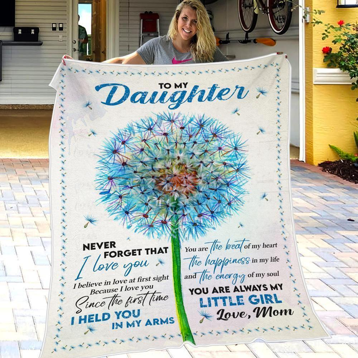 Personalized Vintage Fleece Blanket To My Daughter Blue Dandelion Premium Blankets Custom Name