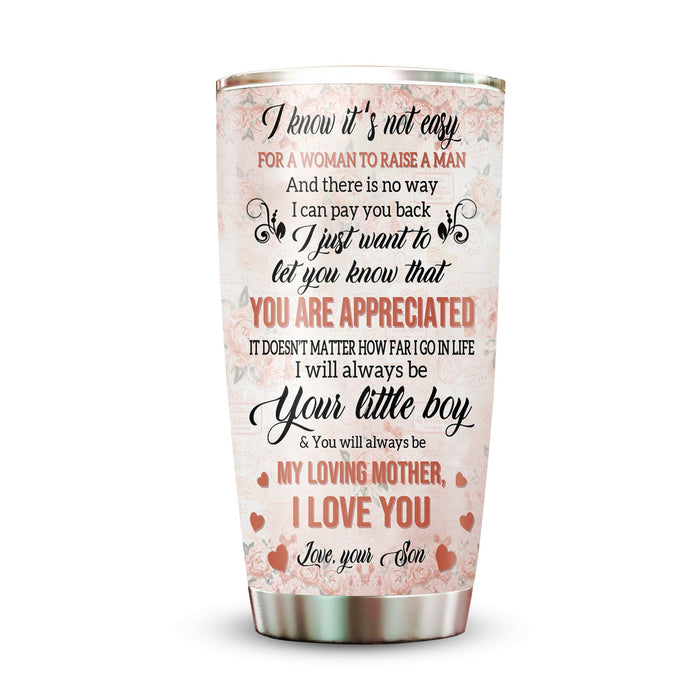 Personalized Tumbler To Mommy Silhouette Floral You're Appreciated Gifts For Mom Custom Name Travel Cup For Birthday