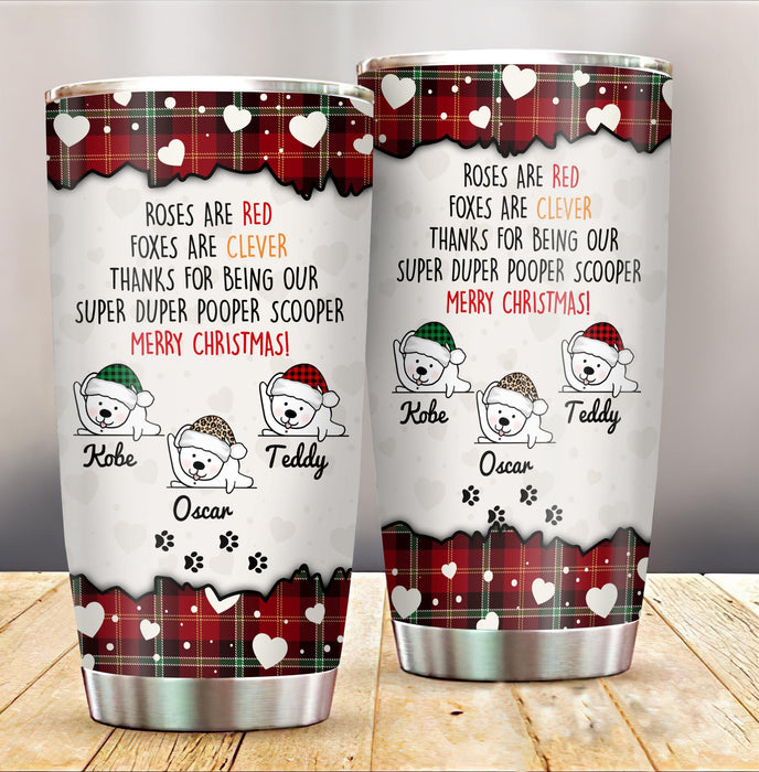 Personalized Tumbler For Dog Lovers Thanks For Being Pooper Scooper Custom Name Travel Cup Gifts For Christmas