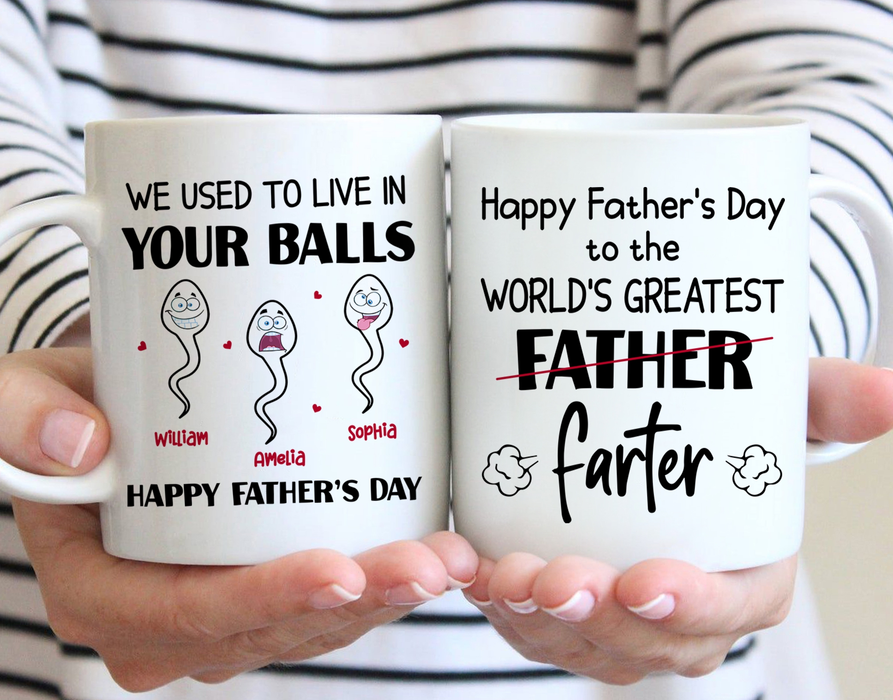 Personalized Ceramic Coffee Mug For Dad The World's Greatest Farter Sperm Printed Custom Kids Name 11 15oz Cup