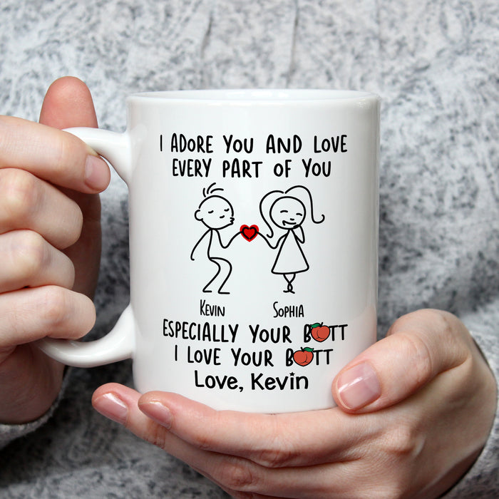 Personalized Romantic Mug For Couple  I Adore You Cute Funny Couple Print Custom Name 11 15oz Ceramic Coffee Cup