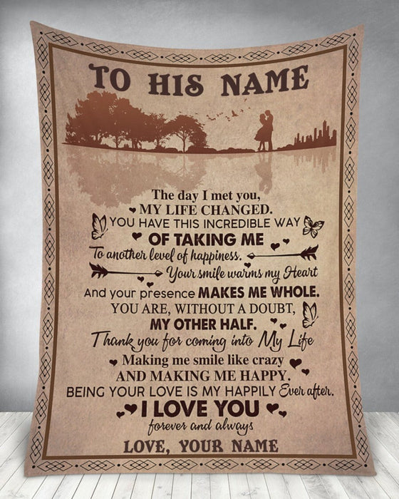 Personalized Vintage Blanket To My Husband Boyfriend The Day I Met You Couple & Shadow Blanket For Valentine Custom Name