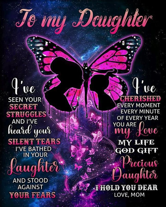 Personalized To My Daughter Blanket From Mom I'Ve Cherished Every Moment Every Minute Mom & Girl Butterfly Printed