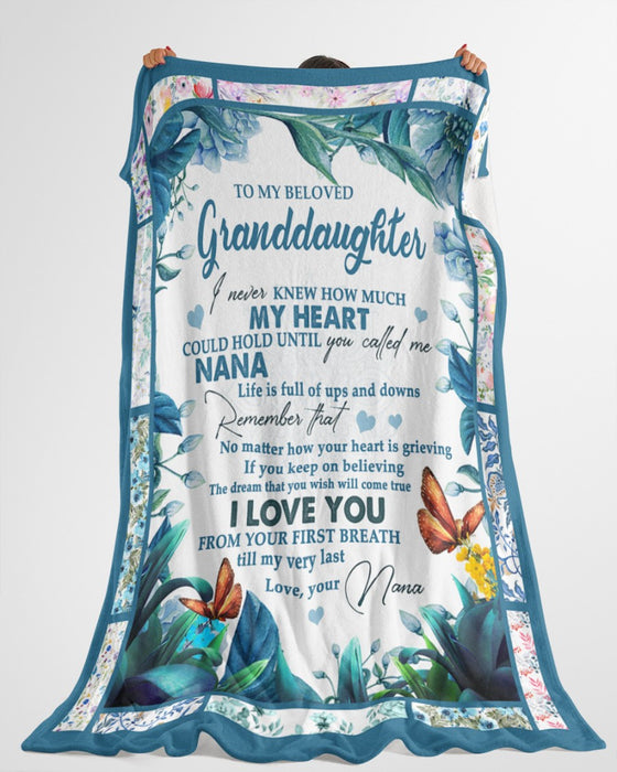 Personalized To My Granddaughter Blanket From Grandparents Floral Butterflies You Call Me Nana Custom Name Xmas Gifts