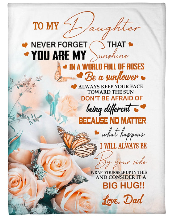 Personalized To My Daughter Blanket From Mom Dad Big Hug Butterflies Rose Flower  Custom Name Gifts For Birthday