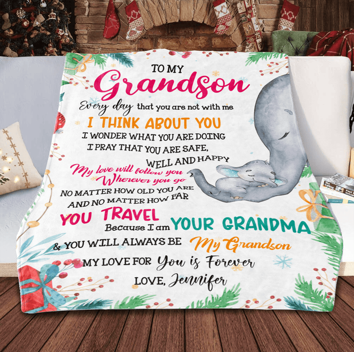 Personalized To My Grandson Blanket From Grandparents Every Day That You Are Not With Me Custom Name Gifts For Christmas