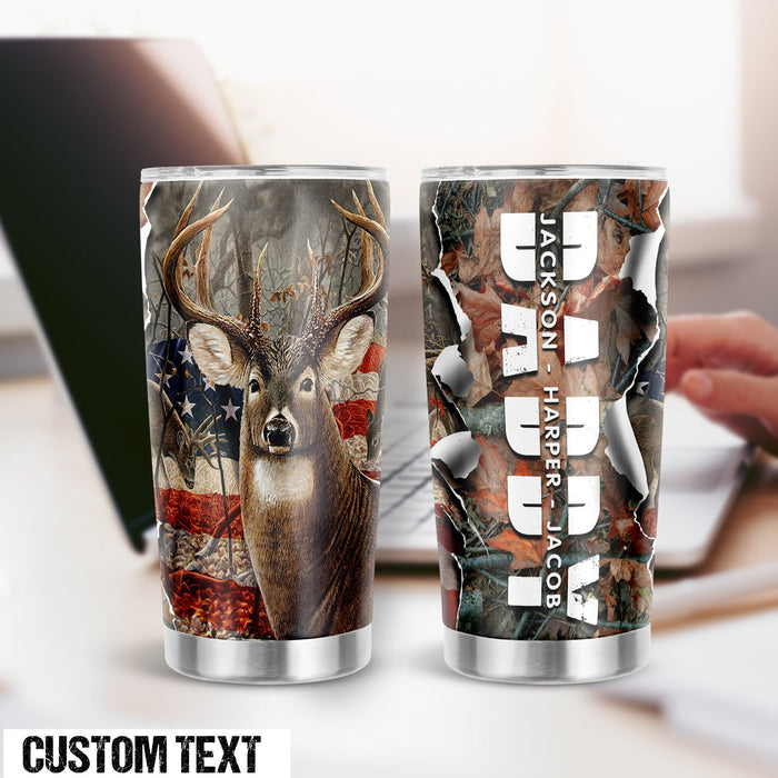 Personalized To My Daddy Tumbler From Son Daughter Deer Hunting Monogram Custom Name 20oz Travel Cup Gifts For Birthday