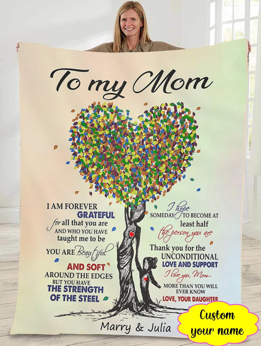 Personalized To My Mom Blanket From Daughter I Am Forever Grateful Heart Tree Mom & Baby Printed Custom Name