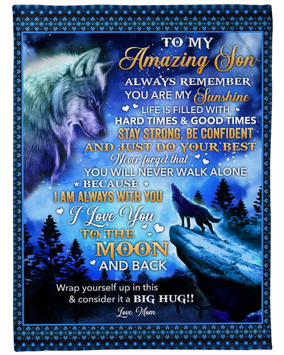 Personalized To My Son Blanket From Parents Custom Name Night Wolf Stay Strong Be Confident Gifts For Birthday