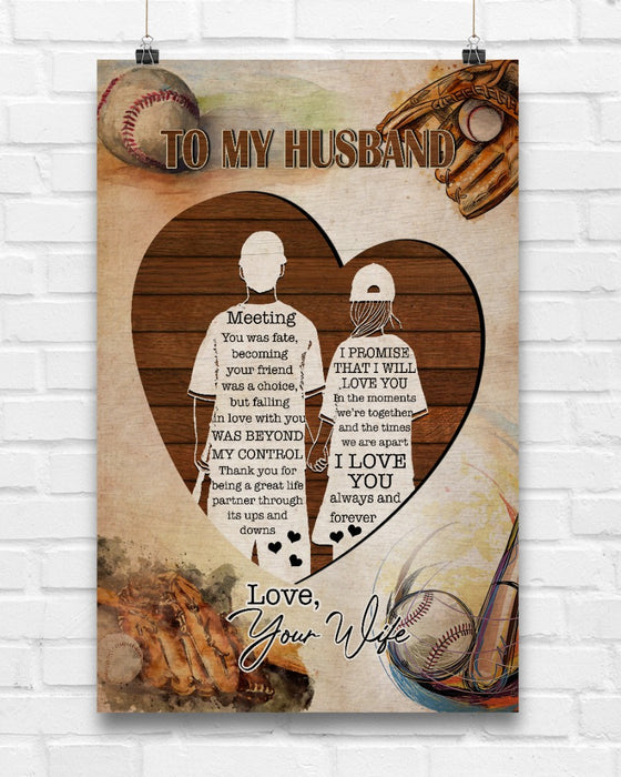 Personalized To My Husband Canvas Wall Art From Wife Meeting You Was Fate Baseball Lovers Custom Name Poster Prints