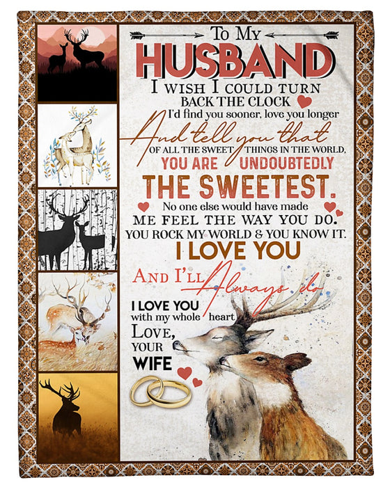 Personalized Fleece Blanket To My Husband From Wife You Are The Sweetest Custom Name  Print Deer Couple With Rings