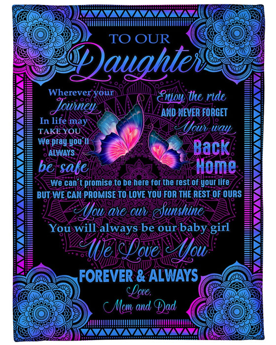 Personalized To My Daughter Blanket From Daddy Mommy Mandala Butterflies Enjoy The Ride Custom Name Gifts For Christmas