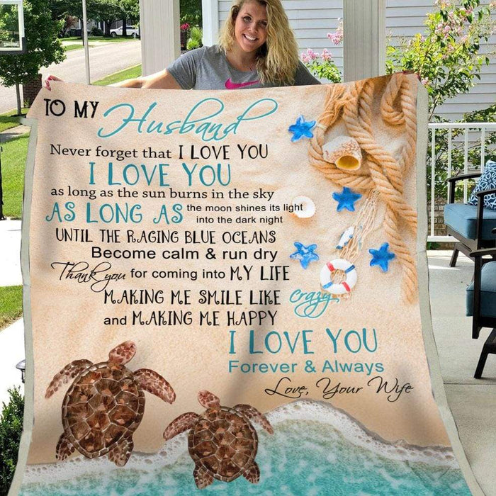 Personalized Ocean Blanket To My Husband Thank You For Coming Into My Life Sea Turtle Couple Blanket For Valentines