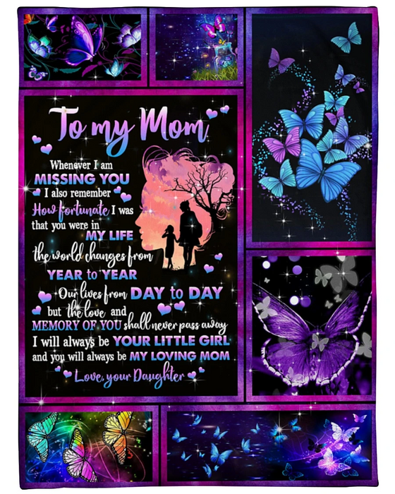 Personalized Purple Fleece Blanket To My Mom On Mothers Day Light Butterfly Blankets Custom Name